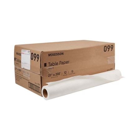 Mckesson Smooth Table Paper, 21 Inch x 200 Foot, White, 12PK 99